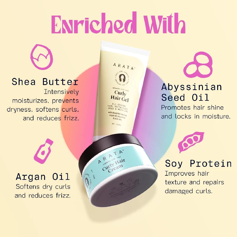 Arata Advanced Curl Care Curly Hair Cream and Advanced Curl Care Curly Hair Gel, Combo of 2-5.webp